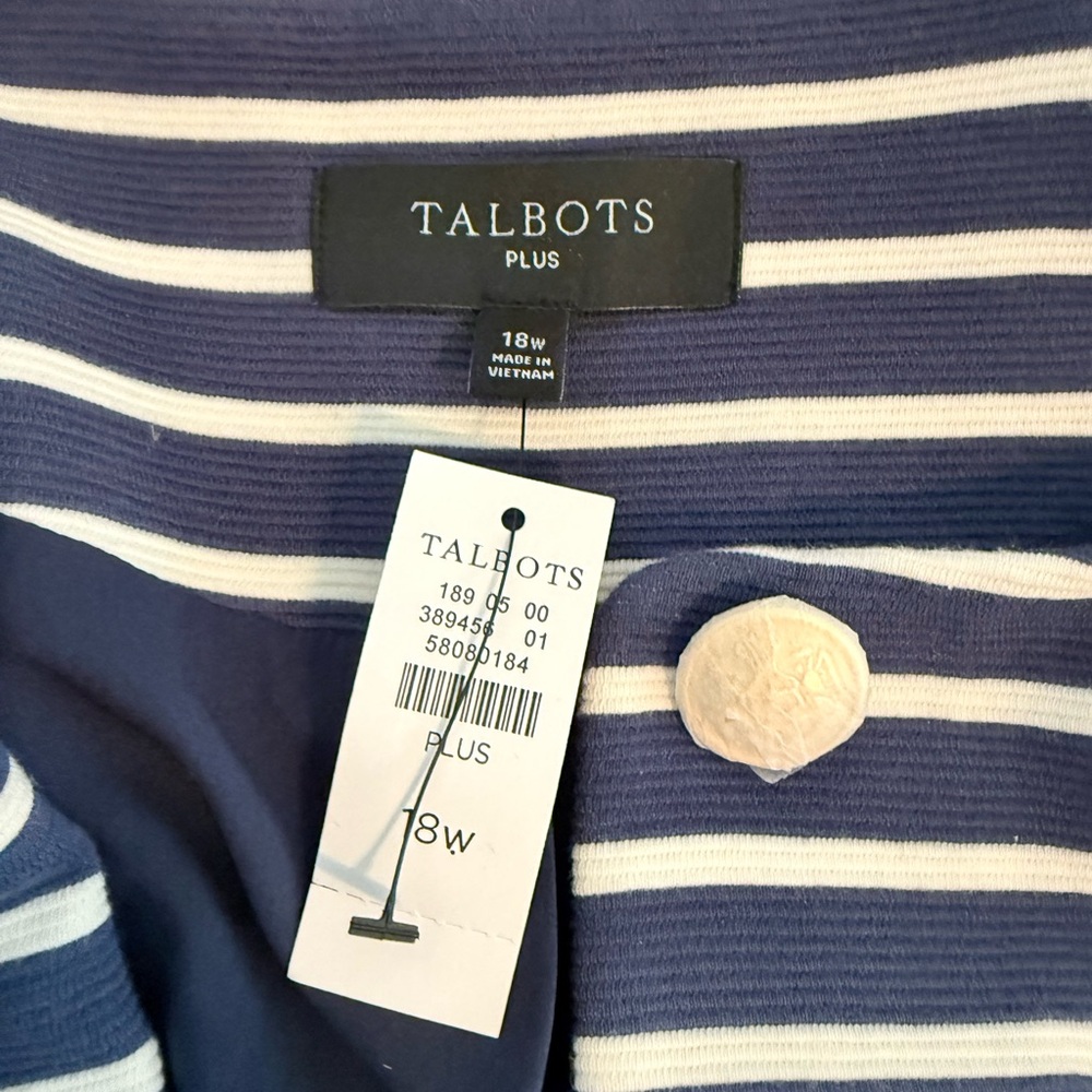 Talbots Navy Striped Knit Women's Jacket - NWT - Picture 4 of 4